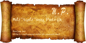 Mátyássy Patrik névjegykártya